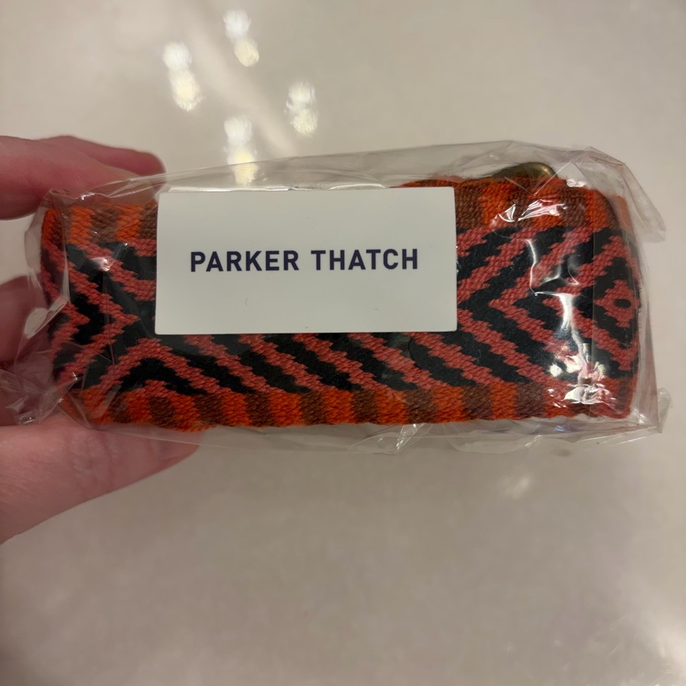 Parker Thatch Adjustable Crossbody Strap: Orange Pink and Black Chevron